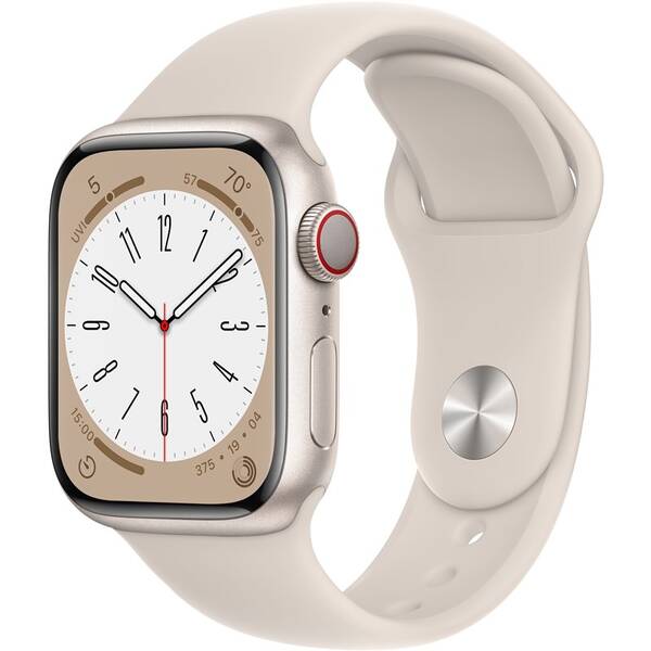 Chytré hodinky Apple Watch Series 8 GPS + Cellular 41mm pouzdro z hvězdně bílého hliníku - hvězdně bílý sportovní řemínek 

