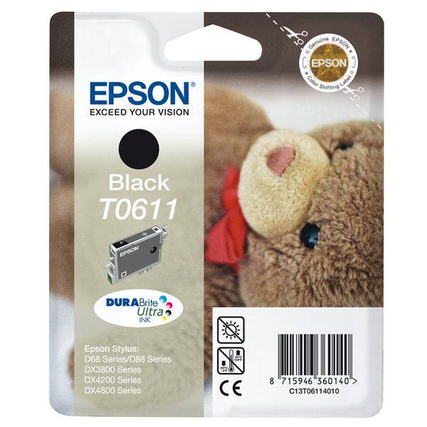 Inkoustová náplň Epson T0611, 8 ml černá

