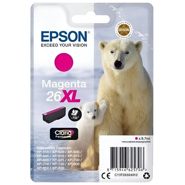 Inkoustová náplň Epson 26XL, 700 stran purpurová

