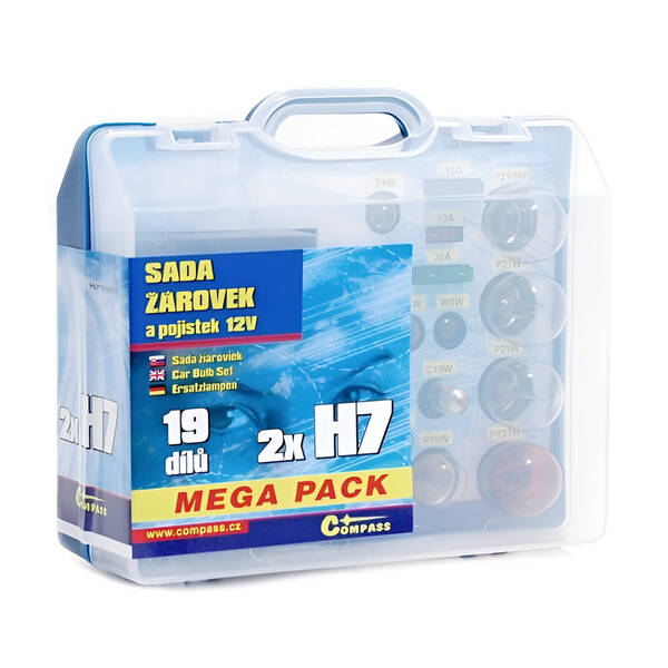 Autožárovka Compass 12 V servisní box MEGA H7+H7+pojistky 

