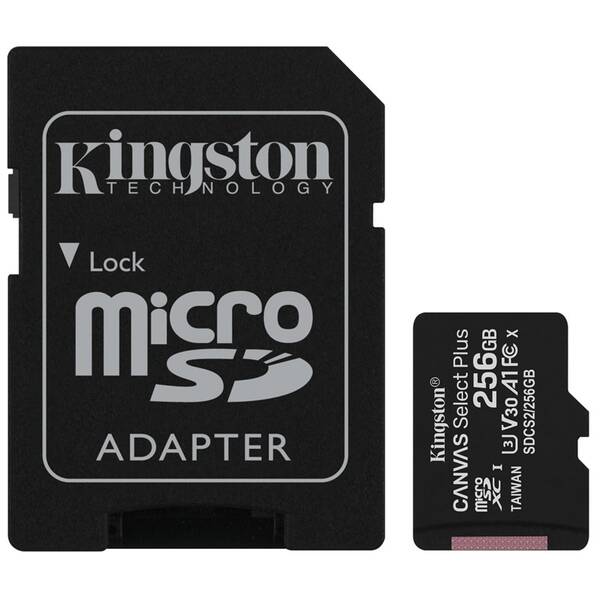Paměťová karta Kingston MicroSDXC 256GB UHS-I U1 (100R/85W) + adapter 

