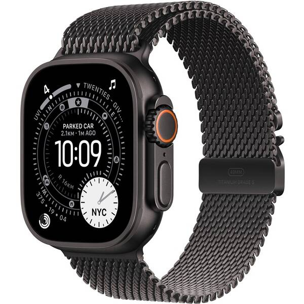 Chytré hodinky Apple GPS + Cellular 49mm černý titan - černý titanový milánský tah - M 

