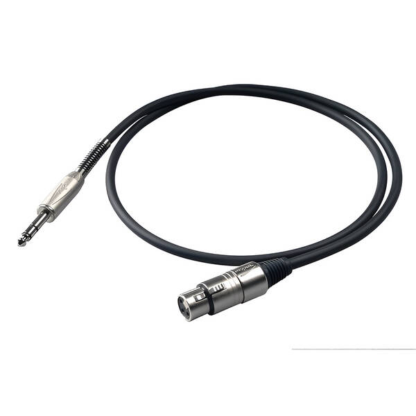 Kabel Proel XLR/6,3mm Jack, F/M, bulk, 3m černý

