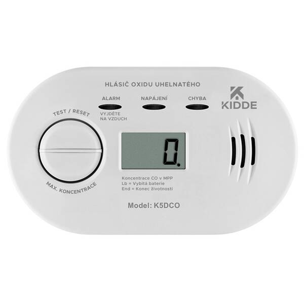 Senzor Kidde K5DCO, detektor úniku plynu CO (měřící zařízení) bílý

