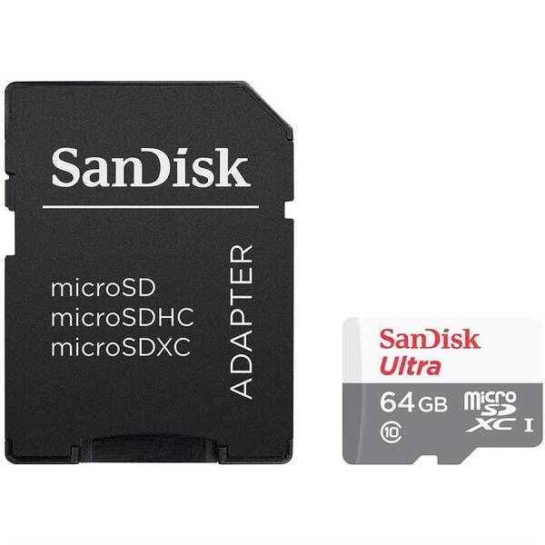 Paměťová karta SANDISK 64GB UHS-I U1 (100R/20W) + adaptér 

