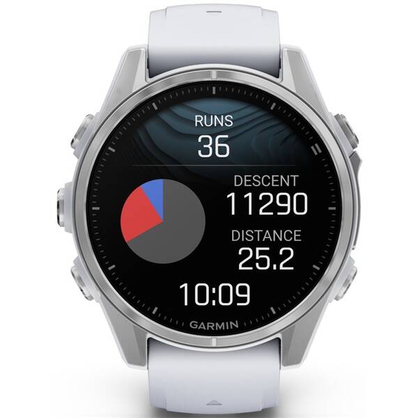 Chytré hodinky Garmin fēnix 8 - 43 mm, AMOLED - Silver / Whitestone Silicone Band 

