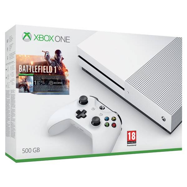 Herní konzole Microsoft 500 GB + Battlefield 1 bílá barva
