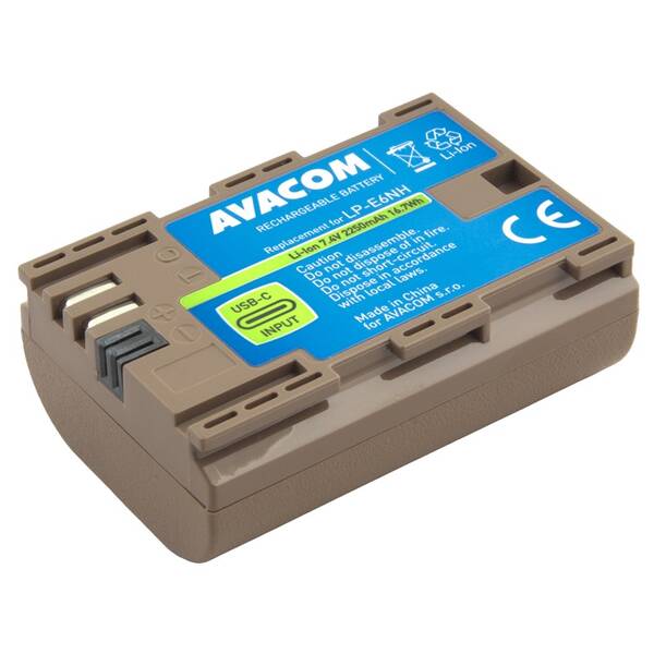 Baterie Avacom Canon LP-E6NH Li-Ion 7.4V 2250mAh 16.7Wh USB-C šedá

