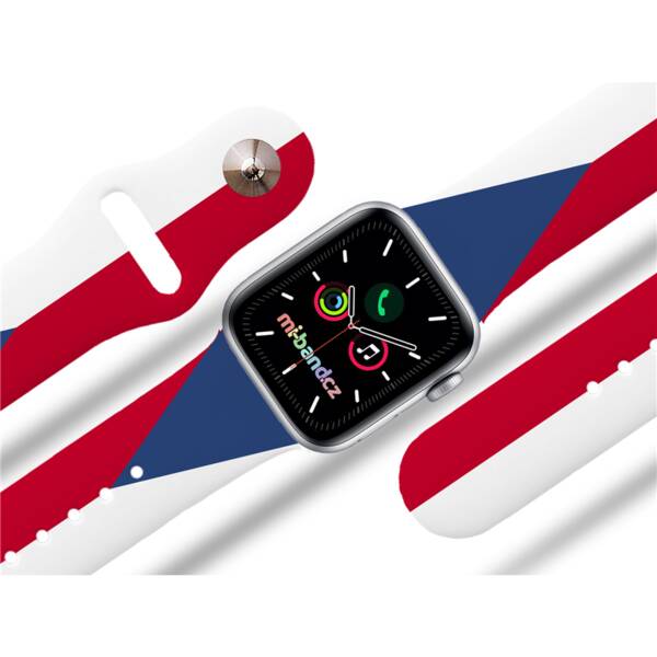 Řemínek Mi-Band na Apple Watch 42/44/45/49 mm - motiv Česká vlajka, bílý 

