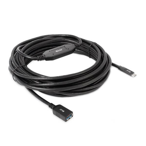 Kabel Club3D USB-C/USB-A, 10m černý

