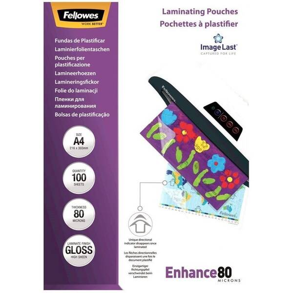 Laminovací fólie Fellowes A4, 80 mic ImageLast, 216x303 mm, lesklé, 100 pack 

