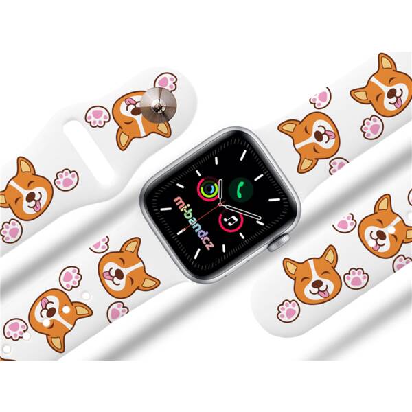 Řemínek Mi-Band na Apple Watch 42/44/45/49 mm - motiv Pes, bílý 

