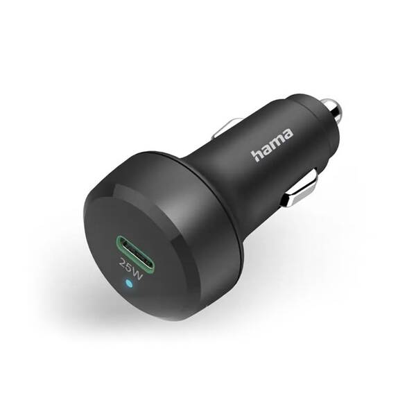 Adaptér do auta Hama 25 W, USB-C PD/QC černý

