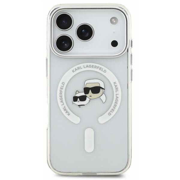 Kryt na mobil Karl Lagerfeld IML K&CH Heads Metal Frame MagSafe na Apple iPhone 18 Pro Max bílý

