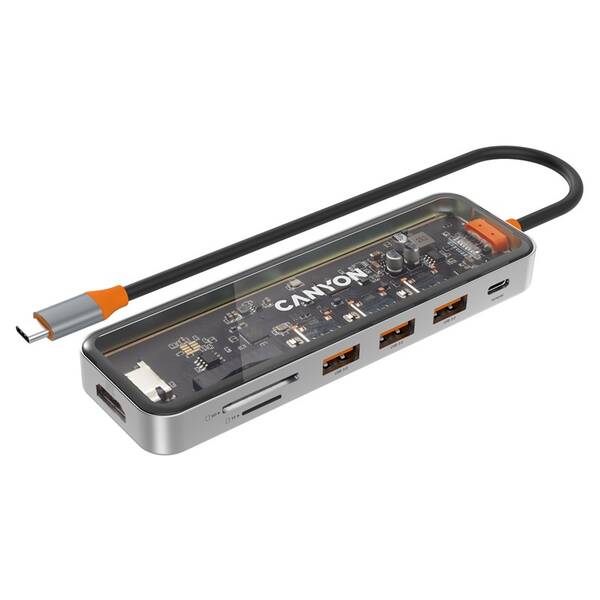 Dokovací stanice Canyon DS-13 7v1, PD 100W šedá

