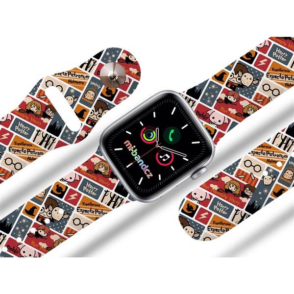 Řemínek Harry Potter na Apple Watch 42/44/45/49 mm - motiv charms, bílý 

