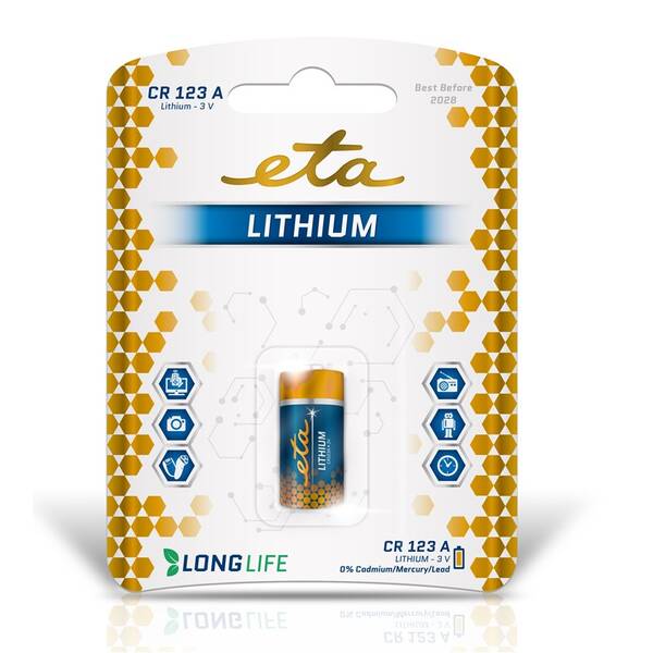 Baterie lithiová ETA CR123, blistr 1ks 


