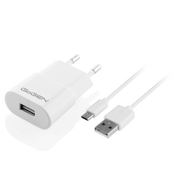 Nabíječka do sítě GoGEN ACH 103 MC,1x USB 1A, 5W + microUSB kabel 1m bílá

