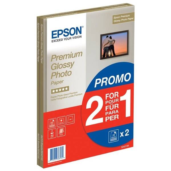Papíry do tiskárny Epson Premium Glossy Photo A4, 255g, 30 listů bílý

