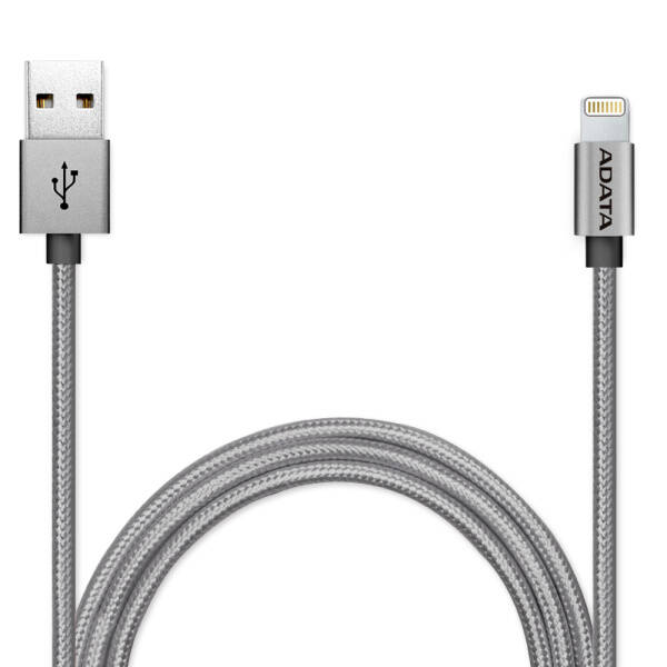 Kabel ADATA Sync & Charge USB/Lightning, 1m, MFi, opletený titanium

