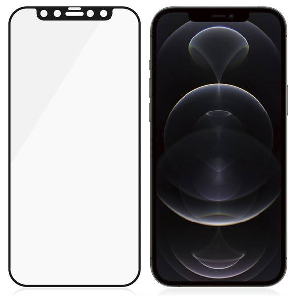 Tvrzené sklo PanzerGlass Edge-to-Edge Antibacterial s Anti-Glare vrstvou na Apple iPhone 12/12 Pro černé

