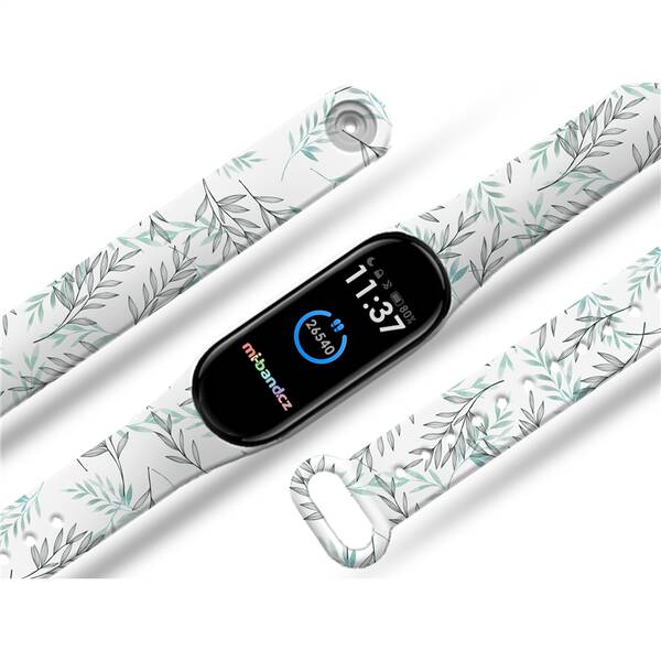 Řemínek Mi-Band na Xiaomi Mi Band 5/6 - motiv Akát, bílý 

