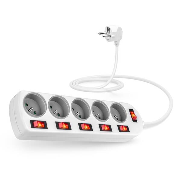 Kabel prodlužovací Connect IT 5 zásuvek, 2 m bílý

