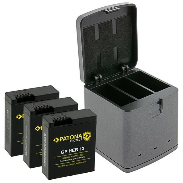 Nabíječka PATONA Triple + 3× 1950 mAh (GoPro Hero 13) černá

