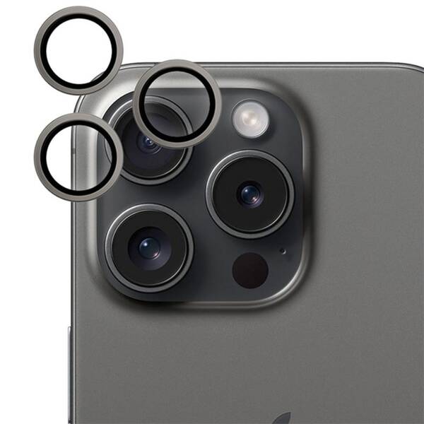 Ochranné sklo čočky fotoaparátu Epico Aluminium Lens Protector na Apple iPhone 15 Pro/15 Pro Max černé

