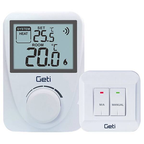 Termostat Geti GRT02, bezdrátový bílý

