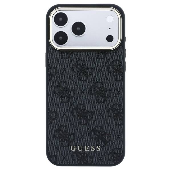 Kryt na mobil Guess 4G Gold Frame MagSafe na Apple iPhone 18 Pro černý

