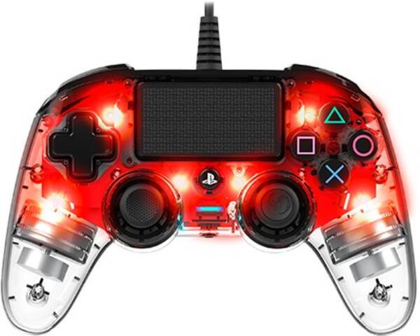 Gamepad Nacon Wired Compact Controller pro PS4 červený/průhledný

