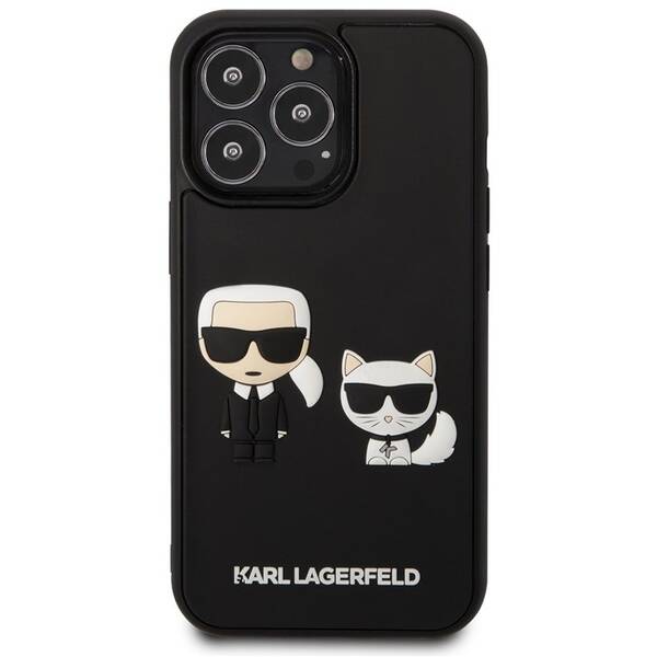 Kryt na mobil Karl Lagerfeld and Choupette 3D na Apple iPhone 13 Pro černý

