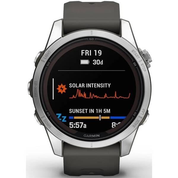 Chytré hodinky Garmin fenix 7S Pro Glass Solar - Silver / Black Silicone Band 

