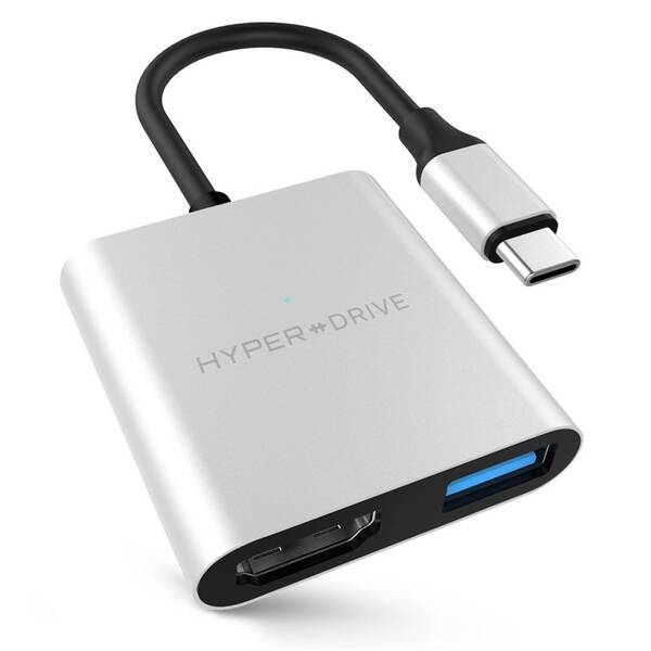 USB Hub HyperDrive 3-in-1 USB-C Hub 4K HDMI Output stříbrný

