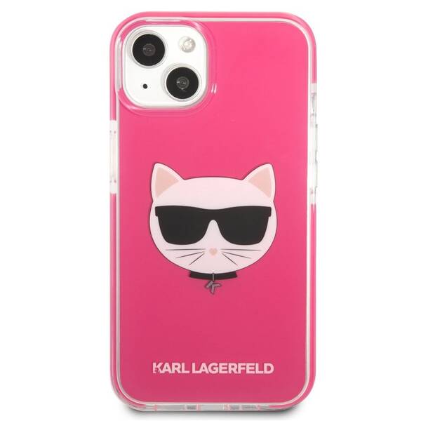 Kryt na mobil Karl Lagerfeld Choupette Head na Apple iPhone 13 mini růžový

