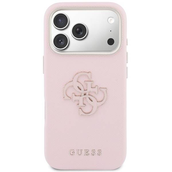 Kryt na mobil Guess PU Resin Logo na Apple iPhone 17 Pro růžový

