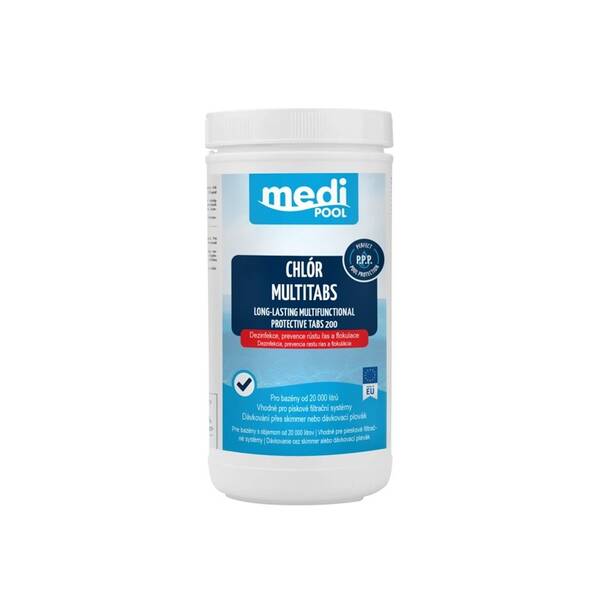 Bazénová chemie mediPOOL MULTIFUNKČNÍ pomalurozpustné tablety (bez mědi) 200g 1,0 kg 

