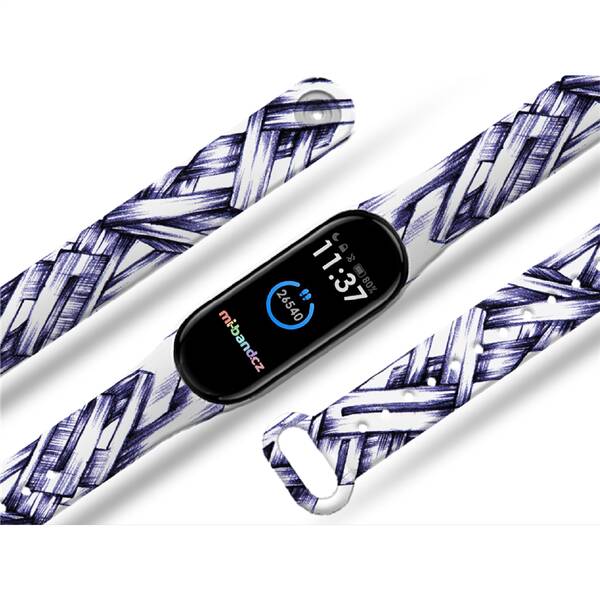 Řemínek Mi-Band na Xiaomi Mi Band 5/6 - motiv Grafity, bílý 

