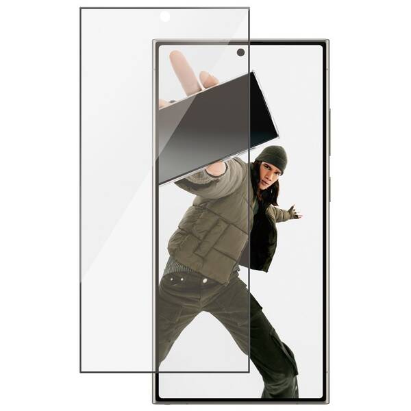 Tvrzené sklo PanzerGlass Ultra-Wide Fit na Samsung Galaxy S24 Ultra s instalačním rámečkem 

