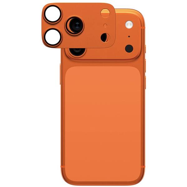 Hliníková ochrana fotoaparátu PanzerGlass FENDER na Apple iPhone 17 Pro oranžové

