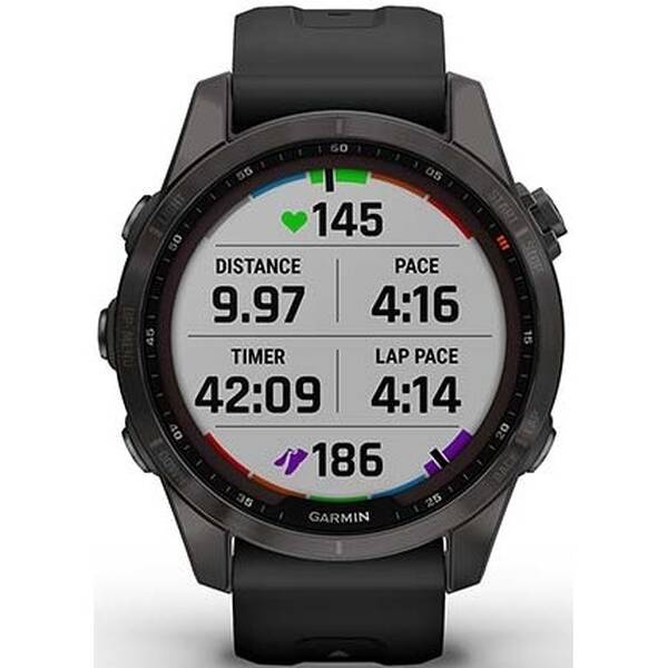 Chytré hodinky Garmin fenix 7S Sapphire Solar - Titan Carbon Gray/Black Silicone Band 

