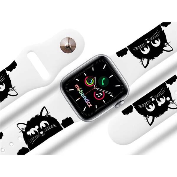 Řemínek Mi-Band na Apple Watch 42/44/45/49 mm - motiv Mourek, bílý 

