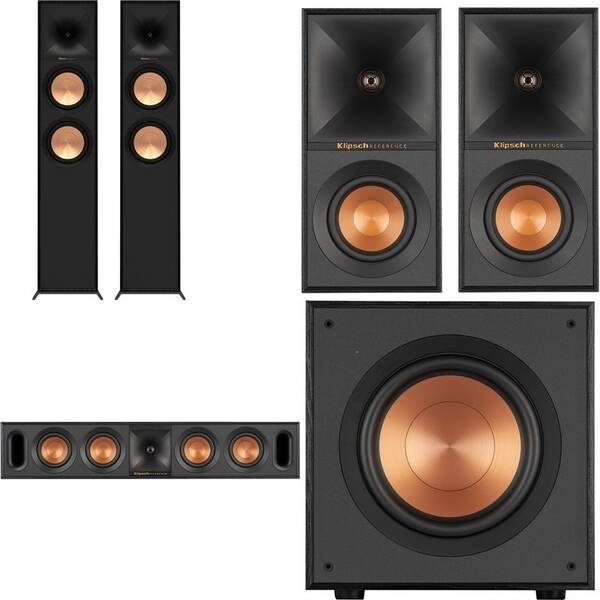 Reproduktory Klipsch Reference 5.1 R-600F (2 ks) / R-40M (2 ks) / R-30C (1 ks) / R-101SW (1 ks) černé

