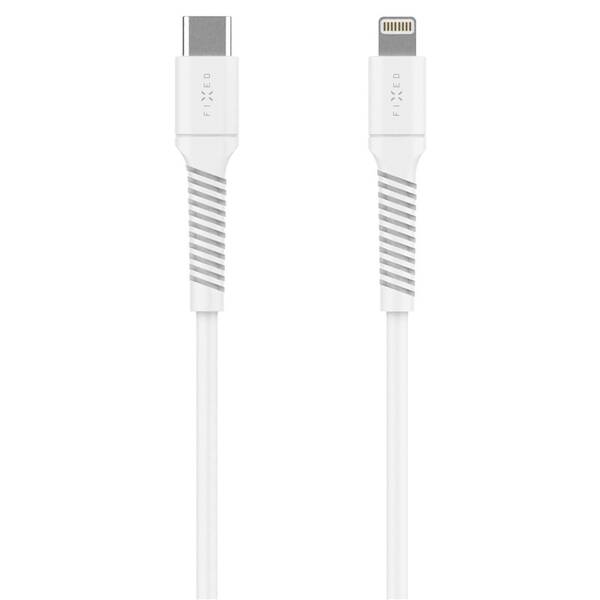 Kabel FIXED Liquid silicone USB-C/Lightning, PD, 60W, 1,2m bílý

