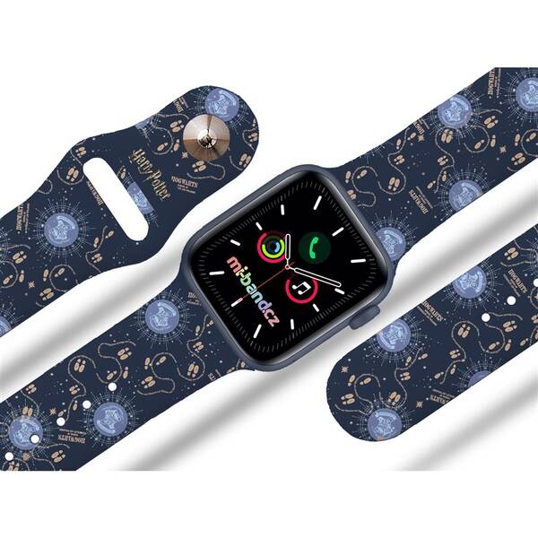 Řemínek Harry Potter na Apple Watch 42/44/45/49 mm - motiv Bradavice, modrý 

