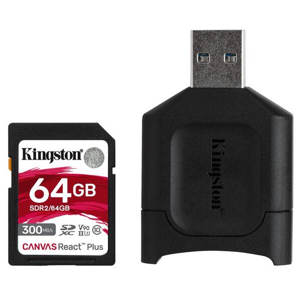 Paměťová karta Kingston SDXC 64GB UHS-II U3 (300R/260W) + čtečka 

