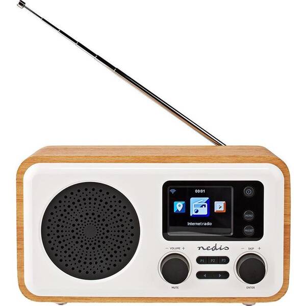 Internetový radiopřijímač s DAB+ Nedis RDIN2000WT bílý/dřevo


