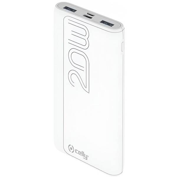 Powerbanka Celly USB-A/USB-C 10000 mAh bílá

