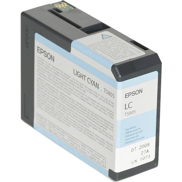 Inkoustová náplň Epson T5805, 80 ml - světle azurová 

